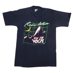 Vintage 1985 104 FM WBCN Boston Radio Active Graphic Tee Belton Single Stitch S